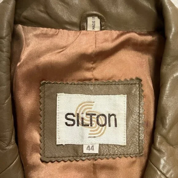 Vintage 1970s Silton Light Brown Leather Blazer Western Jacket Sport Coat 44